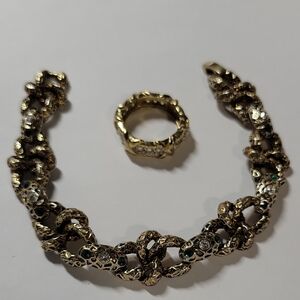 Gold-Tone Serpentine Link Bracelet and Ring Set - Gold Tone